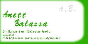 anett balassa business card